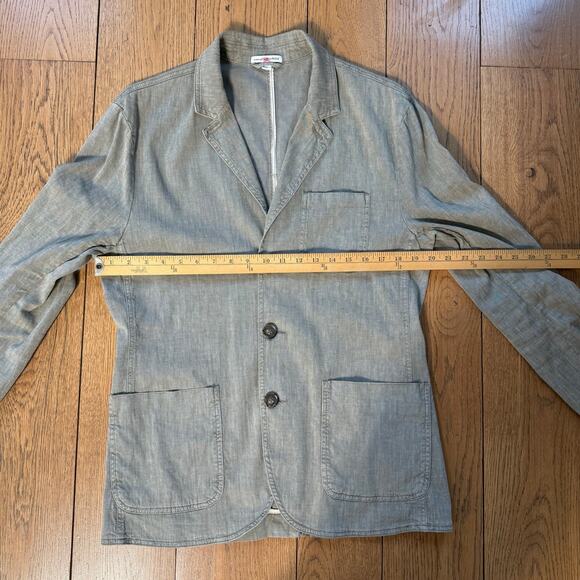 Standard James Perse Blazer SZ 2 Medium Linen Blend Three Button Army Green - Picture 11 of 12